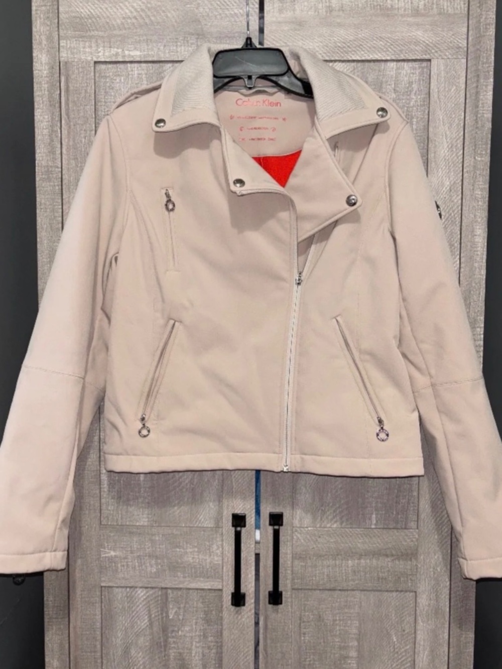 Calvin Klein Ladies Tan Moto Jacket Medium